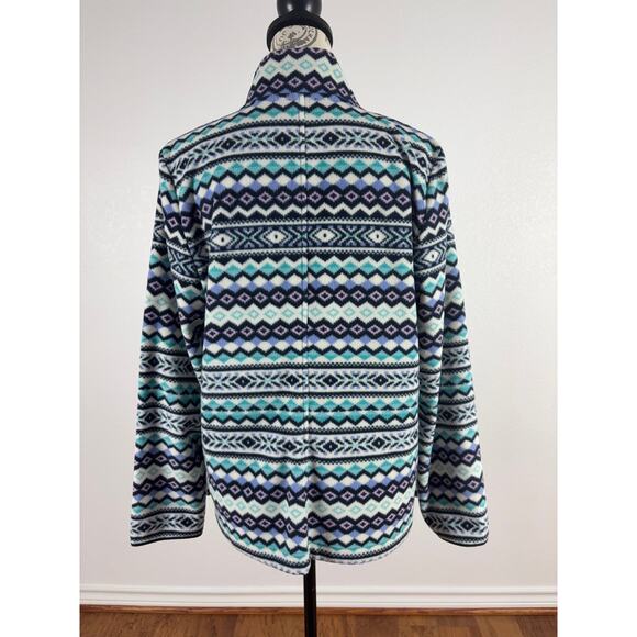 B9 Talbots Fair Isle Knit Fleece Jacket Women L Southwestern Cottagecore Nordic - Picture 7 of 7